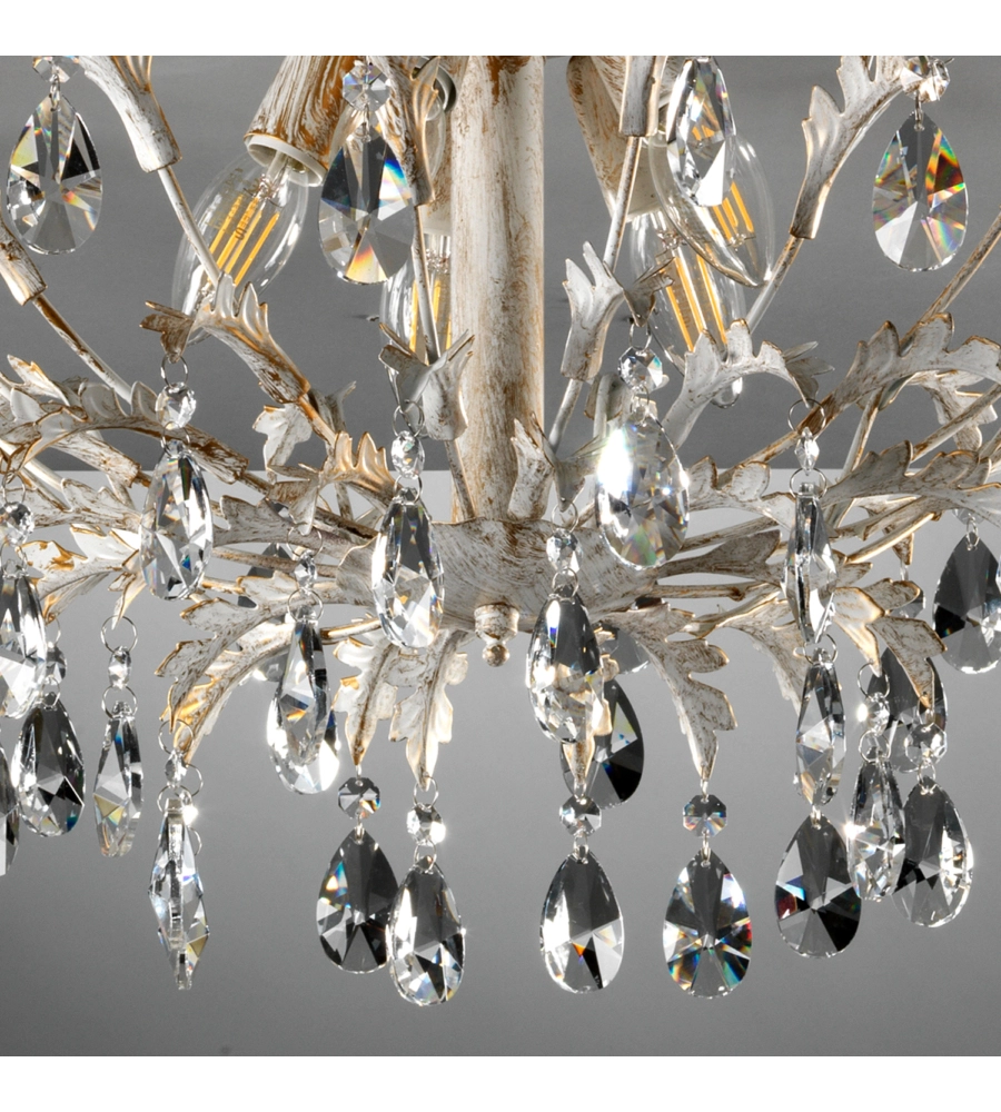 LAMPADARIO 5 LUCI ONLI "CESTA" AVORIO E14